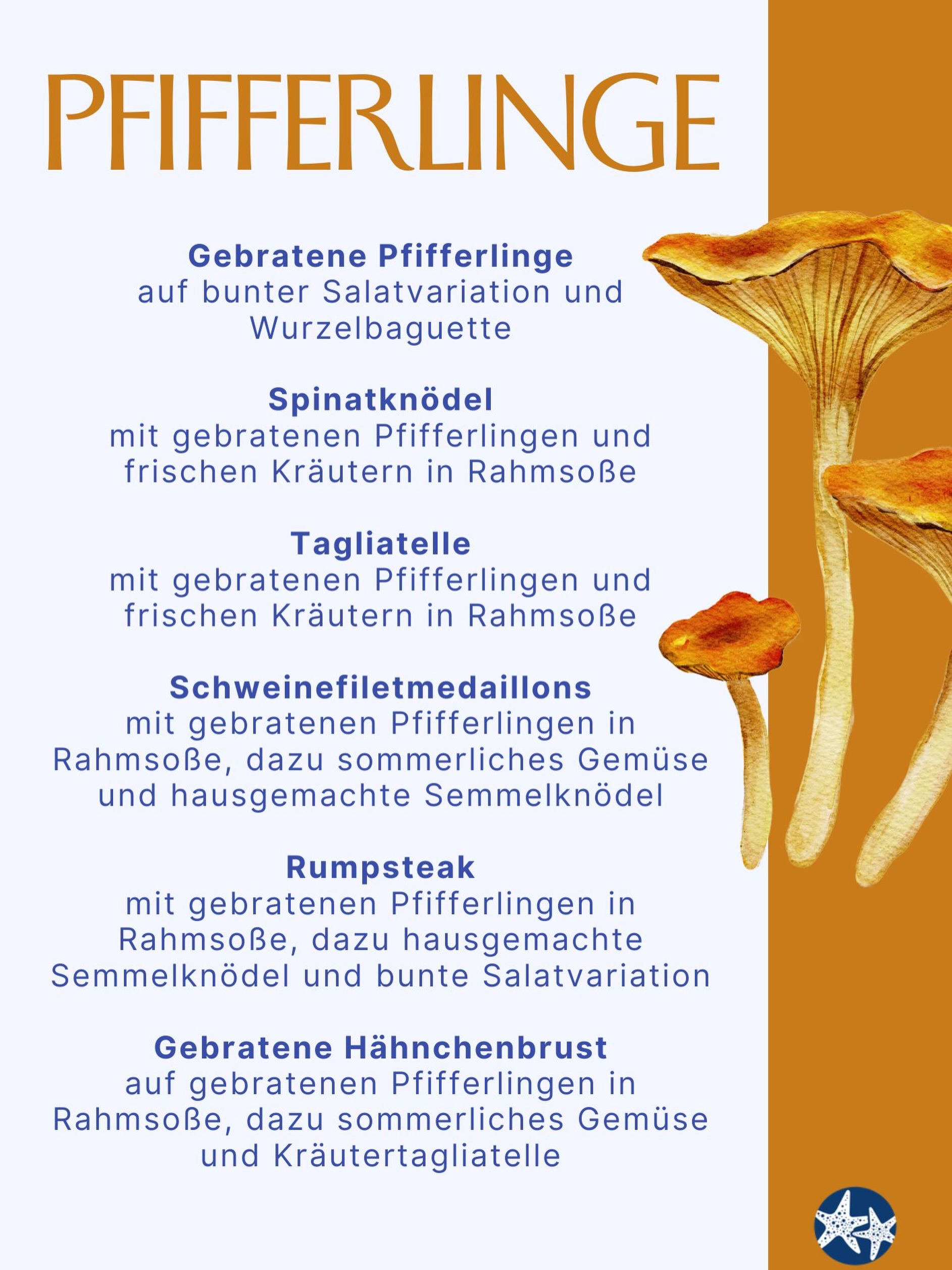 Es ist wieder Pfifferlingszeit! Seit gestern Abend läuft bei uns offiziell die Pfifferlingssaison und wir können Euch versprechen: Das duftet nicht nur gut, das schmeckt auch genauso! 😍

Goldbraun gebratene Pfifferlinge, cremige Rahmsoße, frische Kräuter und dazu je nach Lust und Laune Spinatknödel, Tagliatelle, zartes Schweinefilet, saftiges Rumpsteak oder Hähnchenbrust. Klingt gut? Wartet erst, bis die Teller vor Euch stehen. 🤤🍽️

Unsere neue Saisonkarte bringt den Sommer direkt auf den Teller und ist genau das Richtige für alle, die Pfifferlinge genauso lieben wie wir. 🌿🍄

#HotelSeestern #Pfifferlingszeit #Saisonkarte #BodenseeGenuss #FoodieLiebe